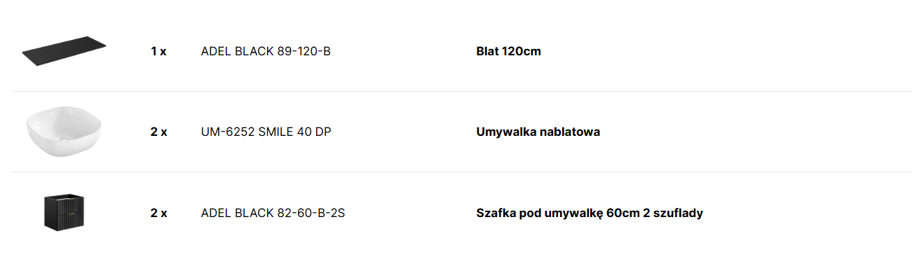 Zestaw meblowy 120cm z umywalkami nablatowymi SET_-ADB_B_120_CM_SMILE_40