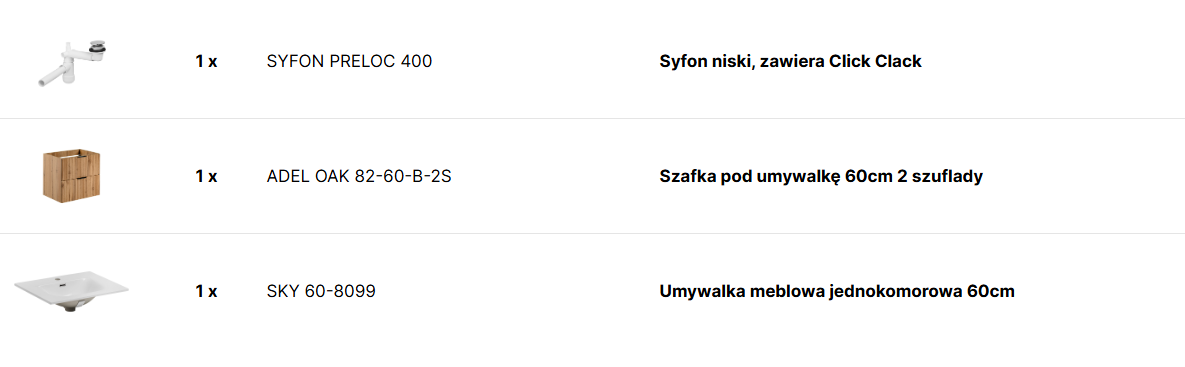 Zestaw meblowy 60cm z umywalką meblową SKY SET_-ADO_SKY_60_CM
