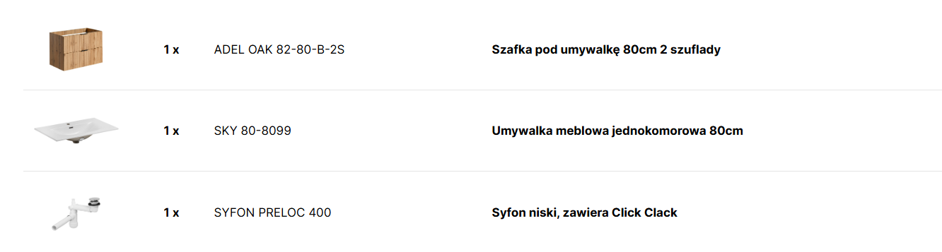Zestaw meblowy 80cm z umywalką meblową SKY SET_-ADO_SKY_80_CM
