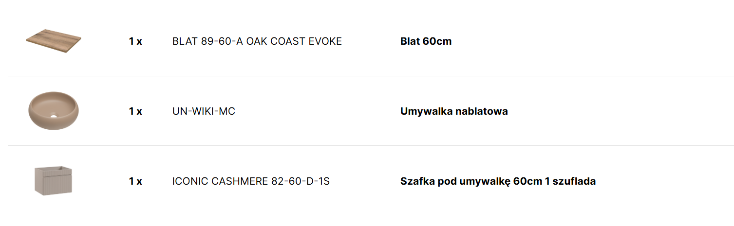 Zestaw meblowy 60cm z blatem i umywalką nablatową Wiki SET_-_ICC_B_60_CM_WIKI-MC
