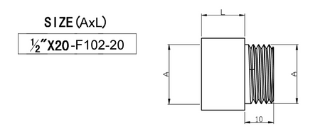 Przedłużka 1/2"x20mm, mosiądz