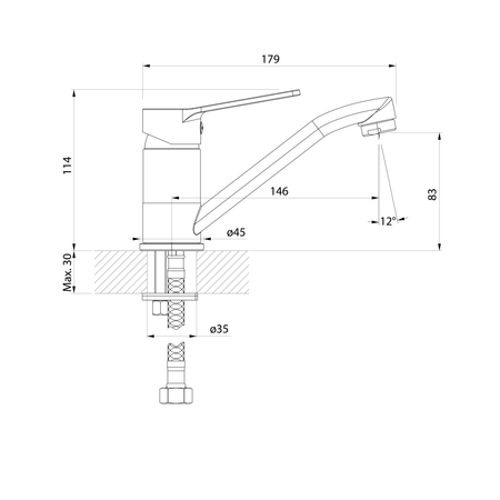 SINTRA bateria umywalkowa z obrotową głowicą, chrom