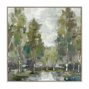Obraz w ramie „At Dawn” – zielony / szary, 80 × 3 × 80 cm