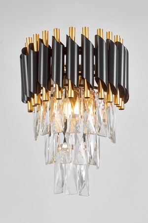 LAMPA ŚCIENNA KINKIET KRYSZTAŁOWY CZARNO-ZŁOTY MAZINI W2