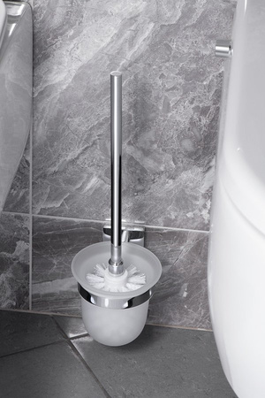 X-SQUARE wisząca szczotka do WC, szkło mleczne, chrom