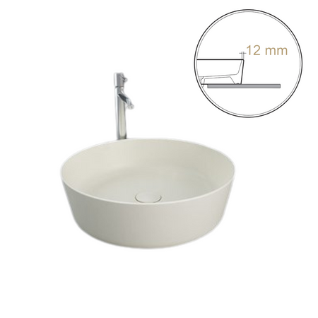 FEELING Umywalka nablatowa okrągła 42 cm beż mat (505) (Wycofywana, starsza wersja rant 12mm)