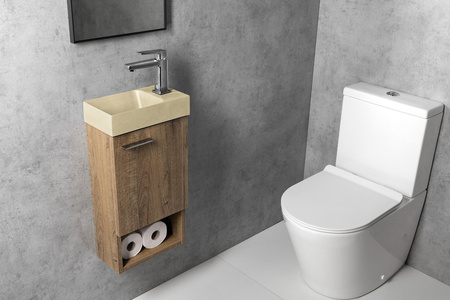 PICCOLINO umywalka betonowa, 30,8x17cm, bateria z prawej strony, żółty mat