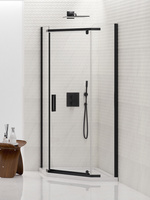 Kabina prysznicowa NEW KOMFORT BLACK 1D pięciokątna U 100x80x195 szkło czyste 8mm Active Shield 2.0