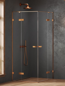 Kabina prysznicowa OXIA COPPER BRUSHED 2D kwadratowa 80x80x200 szkło czyste 8mm Active Shield 2.0