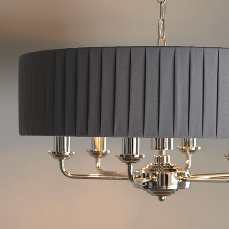 Highclere 6 Pendant Lght Nckel & Chrcoal 300-780mm