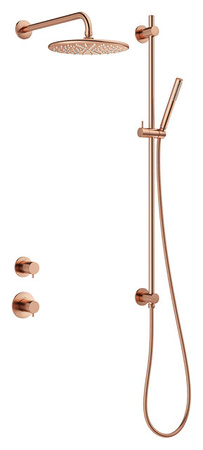 Silhouet DR1 - Podtynkowy termostatyczny zestaw prysznicowy szczotkowana miedź pvd