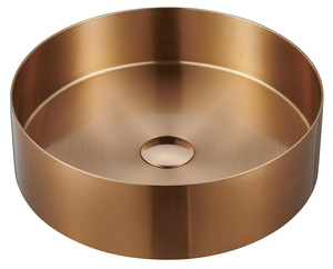 AURUM umywalka ze stali nierdzewnej, średnica 38cm, z korkiem, miedź mat