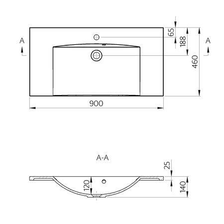 MARIA umywalka kompozytowa 90x46cm, biała