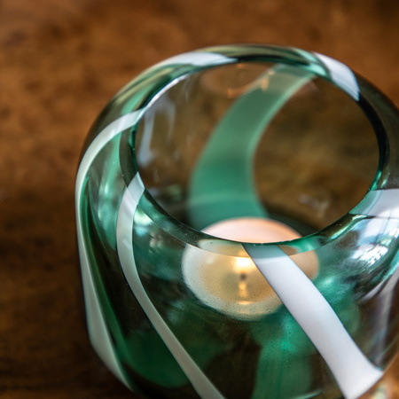 Candy Stripe Tealight Holder S/2 Green100x100x75mm