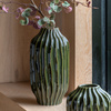 Organic Ribbed Vase Olive 180x180x365mm