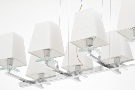 NOWOCZESNA LAMPA WISZĄCA BIAŁO-CHROMOWANA RAVERA