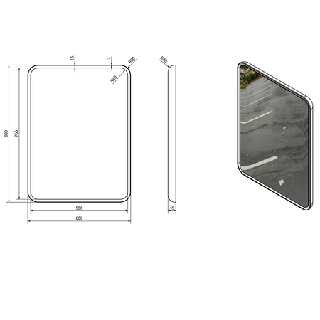 FLOAT Lustro z podświetleniem LED 60x80cm, białe