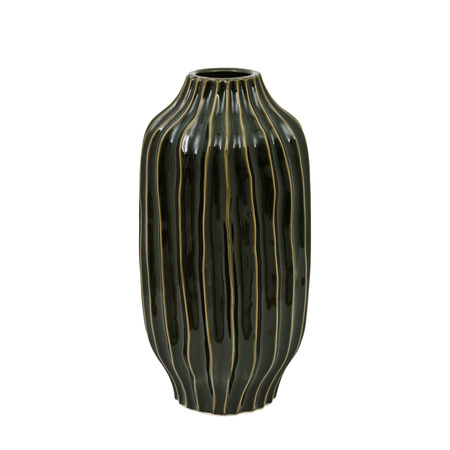 Organic Ribbed Vase Olive 180x180x365mm