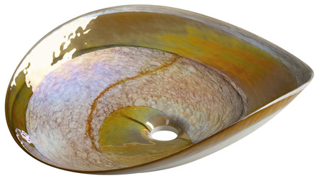 DECORA NERO MURANO umywalka szklana nablatowa, 51x45cm, owalne, ivory/topaz