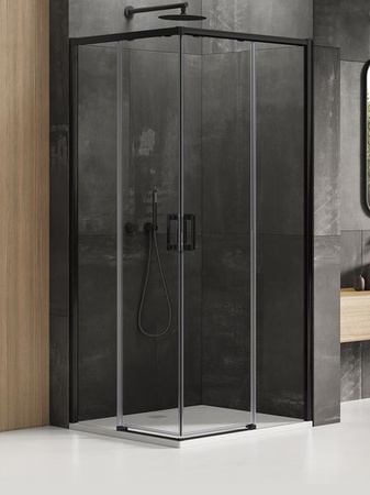 KABINA PRIME BLACK PROSTOKĄTNA U 110x90x200 CZYSTE 6mm ACTIVE SHIELD