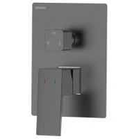 Bateria prysznicowo wannowa podtynkowa trzyfunkcyjna, gun metal