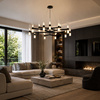 Lampa wisząca CANDELA-15, 120 cm - 15-ramienna oprawa sufitowa czarna