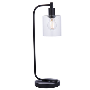 Lampa stołowa Toledo – przezroczysta / matowa czarna, 16,5 × 20 × 54 cm