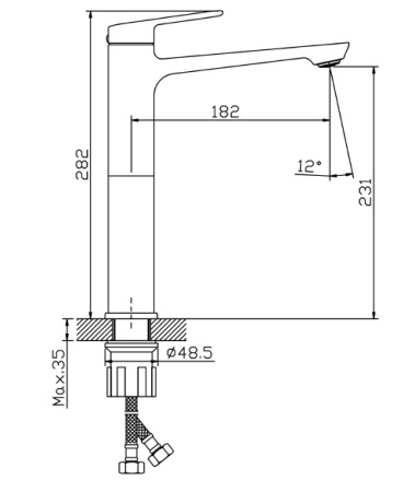 Bateria umywalkowa stojąca wysoka - nablatowa, chrom