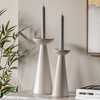 Porto Ceramic Candle Stick White Glaze (Set of 2)