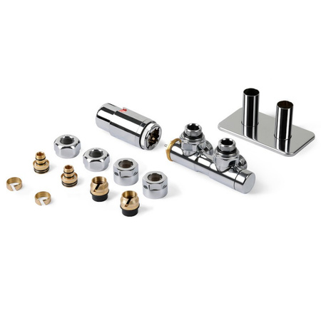 Zestaw zaworów Twins kątowy lewy Chrom