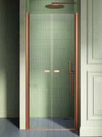 NZ2 Drzwi wnękowe NEW SOLEO COPPER BRUSHED 2D U 120x195 szkło czyste 6mm Active Shield 2.0 - wahadłowe