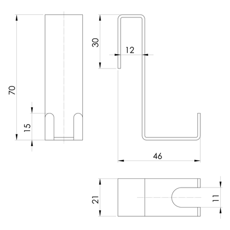 THOR hak do drzwi prysznicowych do ściągaczki, czarny mat