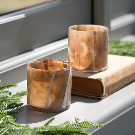 Candy Tealight Holder Beige&Cream (2pk) 85x85x80mm