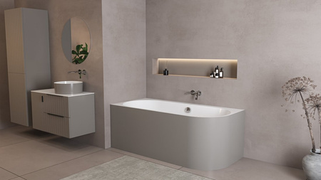 ASTRA L MONOLITH wanna wolnostojąca przyścienna 160x75x60cm, biały/agila