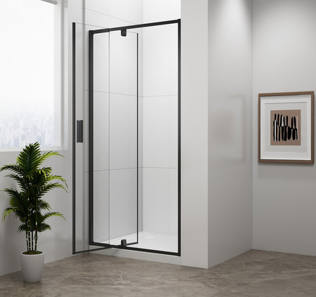 EASY BLACK drzwi prysznicowe obrotowe 880-1020mm, szkło czyste