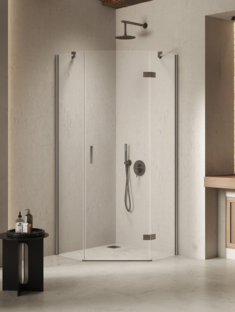 Kabina NESTA GUNMETAL BRUSHED 1D pięciokątna P 80x80x200 czyste 6mm Active Shield 2.0