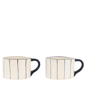 Organic Stripe Mug Blue (4pk)