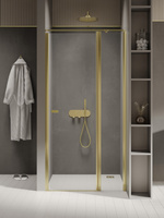 NZ2 Drzwi wnękowe NEW SOLEO LIGHT GOLD 1D U 80x195 szkło czyste 6mm Active Shield 2.0 - z elementem stałym - wsp. równoległy