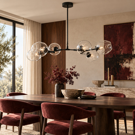 Lampa wisząca MODERN ORCHID-6 transparentno czarna 130 cm