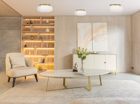 NOWOCZESNA LAMPA SUFITOWA PLAFON BIAŁO-ZŁOTY BIANTE D28