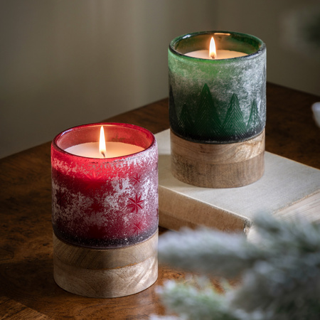 Starry Glass Candle Jar Red 85x85x130mm