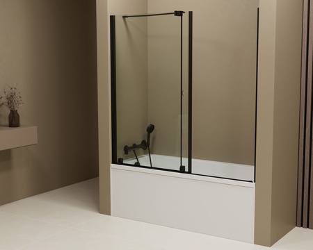 ROLLS BLACK parawan wannowy 1400x1500mm, szkło czyste