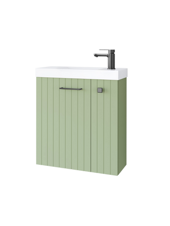 Szafka łazienkowa wisząca z umywalką 55 cm szałwia mat uchwyt gun metal NOOK 010-SU55-07+TR41366
