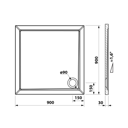 ELSE brodzik kompozytowy, 90x90cm, biały