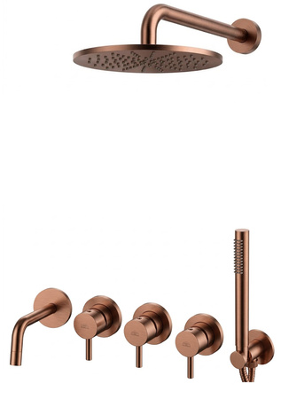Paffoni Light LIG010RASP70ZSCW3A-DEV zestaw wannowy podtynkowy miedź szczotkowana PVD Ø225 mm