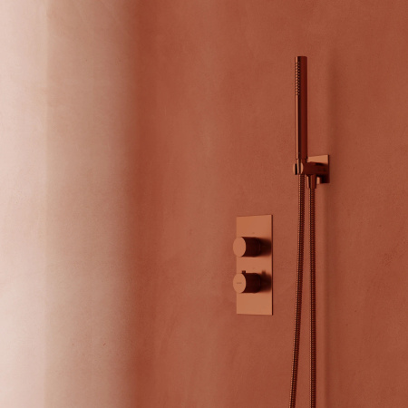 CONTOUR termostatyczny system prysznicowy podtynkowy, miedź szczotkowana
