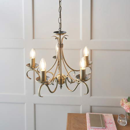 Bernice 5 Pendant Light Antique Brass