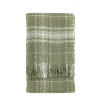 Check Faux Mohair Throw Olive 1300x1800mm