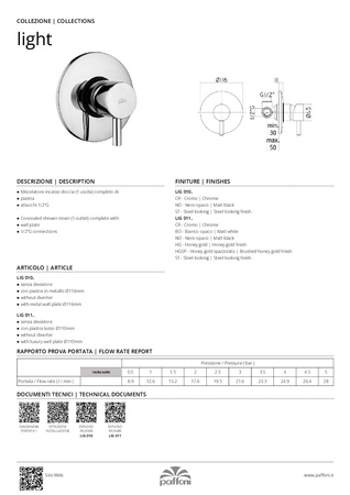 Bateria podtynkowa 1-drożna-Paffoni/kolekcja Light