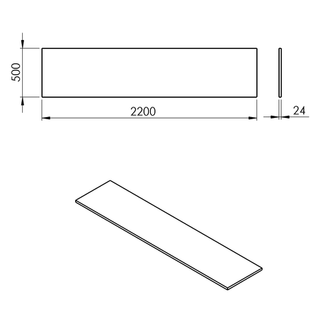 PLATO blat Rockstone 2200x24x500mm, biały mat